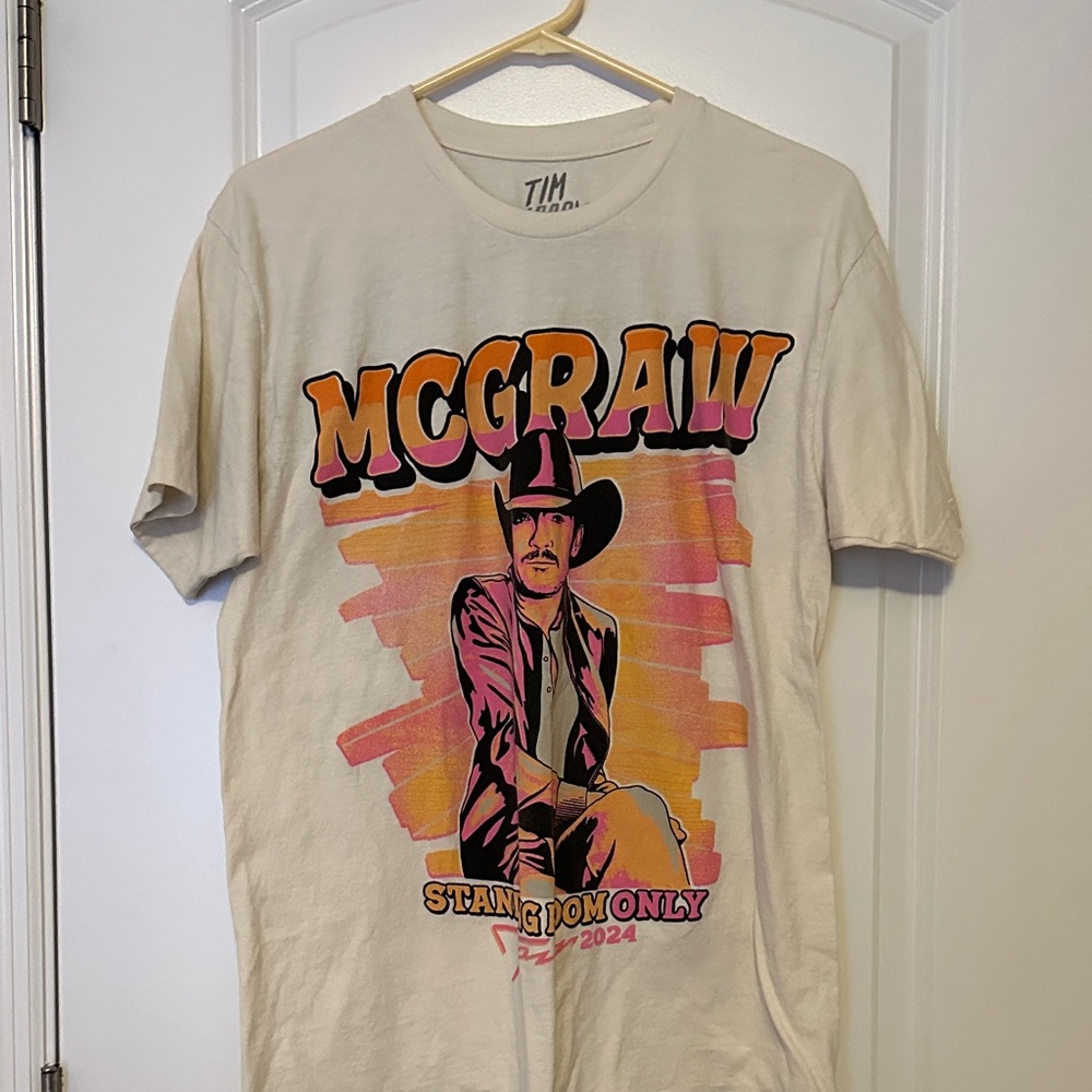 Tim McGraw Standing Room Only 2024 Tour Tee with Pink and Orange Accents